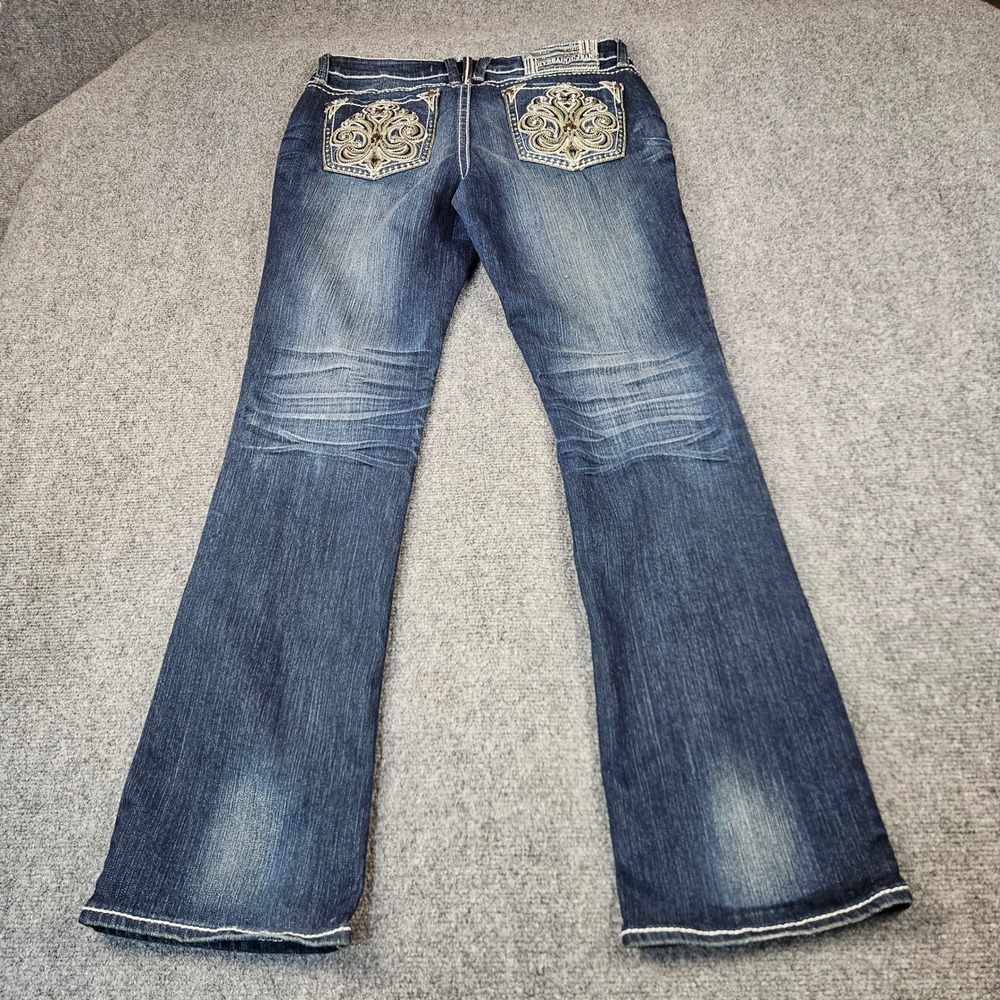 Hydraulic Gramercy Womens Size 14 Embroidered Bootcut Jeans Dark Wash Studded - Picture 2 of 11